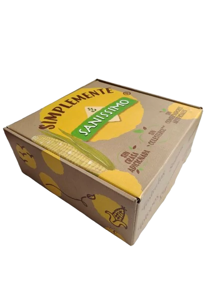 Caja de cartón con diseño gráfico comercial